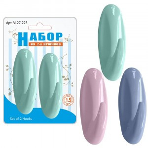 Крючки, набор 2шт/уп, цена за уп (кратность 6шт!!!), пластик VL27-225 Мультидом