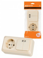 TDM Ладога блок горизонт. (роз. 1 мест. 16А (земля) + выкл. 2 кл. с/п 10А) ОУ сл.кость SQ1801-0204