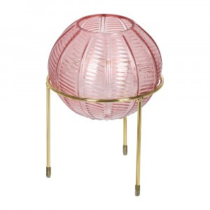 Ваза стеклянная круглая Irida на подставке 15x22см розовая QWERTY