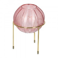 Ваза стеклянная круглая Irida на подставке 15x22см розовая QWERTY