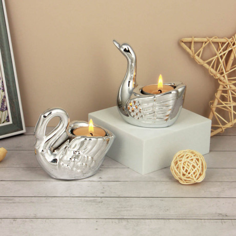 Фигурка - подсвечник декоративная, Лебедь, 9.5-8х5х8-9 см, 2 дизайна