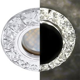 Ecola MR16 GU5.3 LD1661 св-к Стекло Круг круп.стразы Конус подсв. 4K Хром-зерк 42x95 SK16RGEFB (10!)