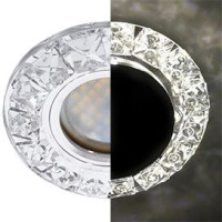 Ecola MR16 GU5.3 LD1661 св-к Стекло Круг круп.стразы Конус подсв. 4K Хром-зерк 42x95 SK16RGEFB (10!)