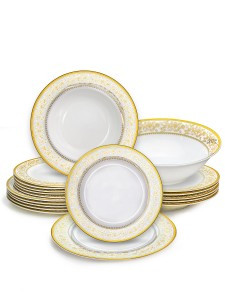 Набор посуды Империя 19 предм(тарелка 19см тарелка 21,5см тарелка 23см салатник 23см)фарфор П/У МФК