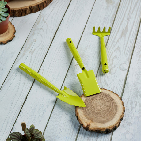 INBLOOM Набор садовых инструментов, 3шт (грабельки-1шт, лопатки-2шт), металл