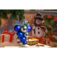 Подвеска из шаров Т035-1 Виноград сред.20см Сереб-Синий х100