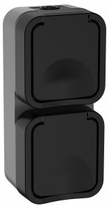 IEK TORS роз. 2 мест. ОУ 16А вертик. IP55 TS132 графит TS-R26-16-55-V-K53