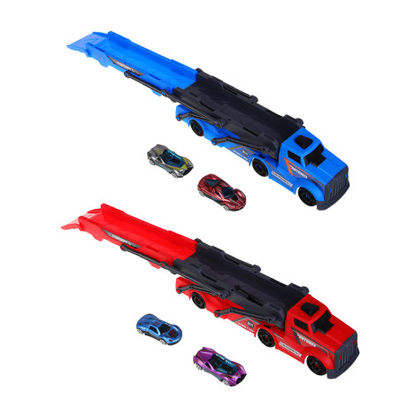 ИГРОЛЕНД Автовоз трек с запуском, РР, АБС, 28,5х8х10,5 см, 3 дизайна