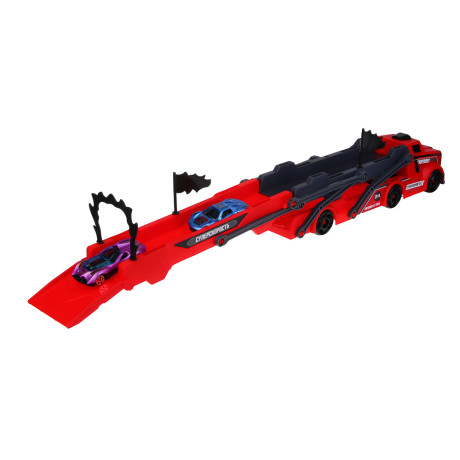ИГРОЛЕНД Автовоз трек с запуском, РР, АБС, 28,5х8х10,5 см, 3 дизайна