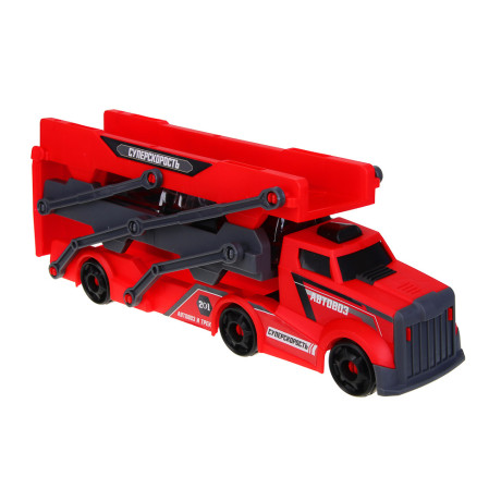 ИГРОЛЕНД Автовоз трек с запуском, РР, АБС, 28,5х8х10,5 см, 3 дизайна