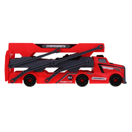 ИГРОЛЕНД Автовоз трек с запуском, РР, АБС, 28,5х8х10,5 см, 3 дизайна
