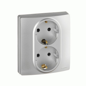 IEK ETIKA Plus роз. СУ 2 мест. алюминий авт. зажим (земля, шторки) 672433