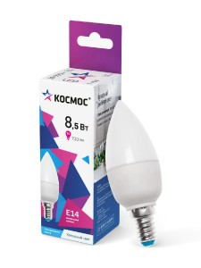 Космос свеча  E14 8,5W (8W) (760lm) 6500K 6K матов. 99x37 LkecLED8.5wCNE1465