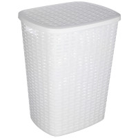 Корзина для белья с откидной крышкой, 50 л, 43х35х53 см, пластик, белый
