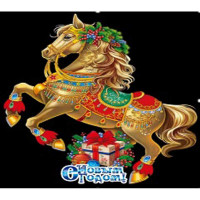 Плакат новогодний SX05-2 40 см Лошадка коричневая