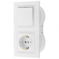 Bylectrica УЮТ блок (роз. 16А + 1 кл. выкл. 10А) СУ бел. (земля) В-РЦ-729