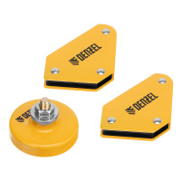 Набор из 2 магнитных сварочных фиксаторов и магнитной клеммы &quot;масса&quot; Denzel