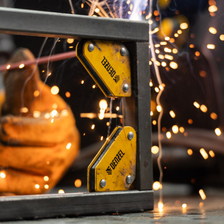 Набор из 2 магнитных сварочных фиксаторов и магнитной клеммы "масса" Denzel