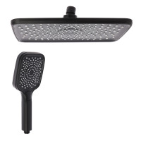 Набор леек для душа, тропическая 1 реж. 295х195мм, ручная 1 реж. 95х120мм, черный