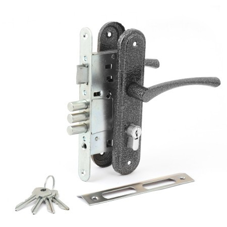 Замок врез ЗВ4.2.01 Омега (серебро) с ручками \15