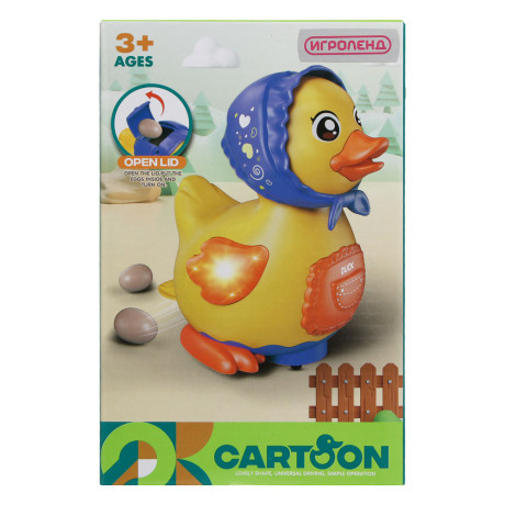 ИГРОЛЕНД Игрушка интерактивная ползунок "Утка-несушка", звук, ABS, 3хААА, 12х12х18,5 см