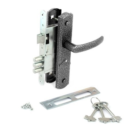 Замок врез ЗВ9-4-1-4 Avers с ручками (серебро) сувальдный Россия  \10