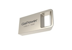 Флеш-накопитель GoPower MINI 16GB USB2.0 металл серебряный Арт.00-00027357