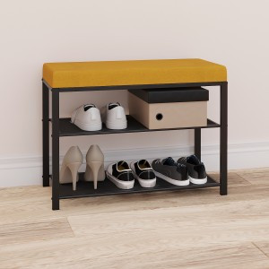 Банкетка Торонто 23S, каркас черный, сиденье горчичное, 67*30*49см, до 120кг БТ23СЧГ под заказ ЗМИ