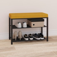 Банкетка Торонто 23S, каркас черный, сиденье горчичное, 67*30*49см, до 120кг БТ23СЧГ под заказ ЗМИ