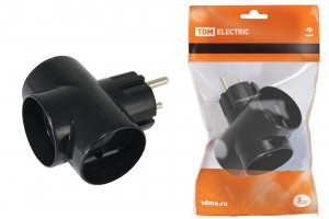 TDM разветвитель (тройник) 3роз. 16А черный (T-образный) (20!) SQ1806-0042