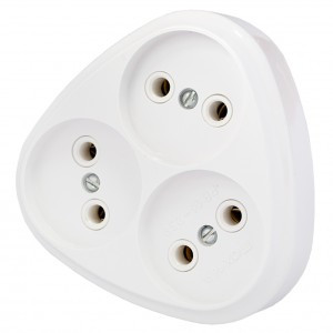 Bylectrica разветвитель (тройник) 3роз. 16А белый (круглый, плоский) РВ16-258