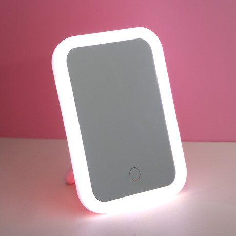 Зеркало настольное тм ЮL. Аженто с LED подсветкой, полипропилен, стекло, 19,5х14,3см, 2 цвета