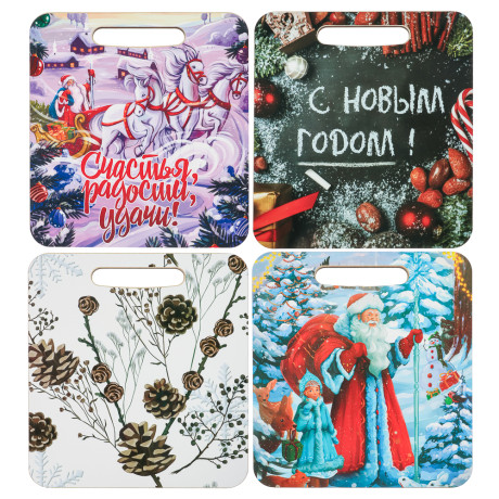 Доска разделочная из фанеры, 21x19,5x0,6см, "Новый год", 5 дизайнов