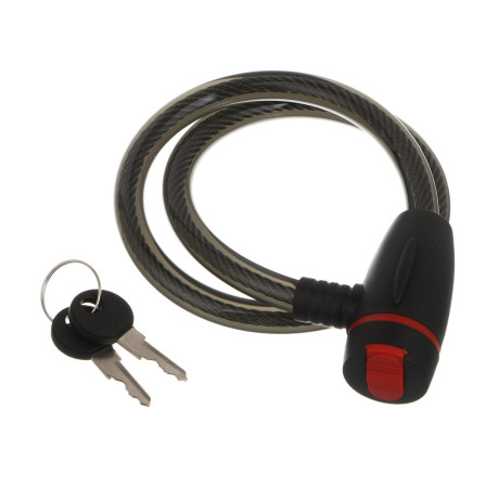 Замок велосипедный тм BY SPORT, противоугонный, тросовый, 680х11,5мм, металл, пластик, 3 цвета