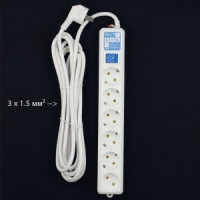 Power Cube (КУБ) PRO сет. удл.-фильтр ПВС 3х1.5 6роз. 5м LC-фильтр СЕРЫЙ 16А/3.5кВт SPL6-16-P-5М