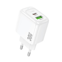 hoco. Зарядное устройство модель CS55A, USB+C 30W, цвет: белый
