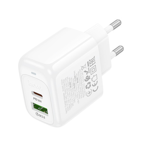 hoco. Зарядное устройство модель CS55A, USB+C 30W, цвет: белый