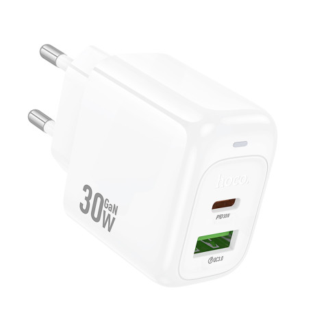 hoco. Зарядное устройство модель CS55A, USB+C 30W, цвет: белый