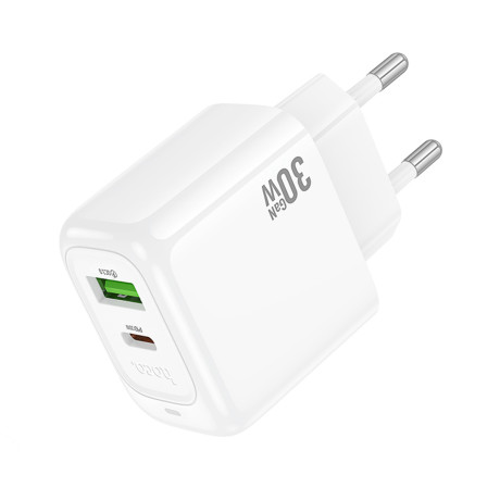 hoco. Зарядное устройство модель CS55A, USB+C 30W, цвет: белый