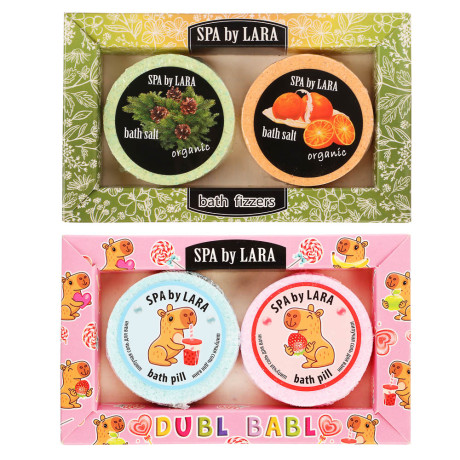 Подарочный набор Spa by lara Соль шипучая для ванн 2x80гр, 2 вида