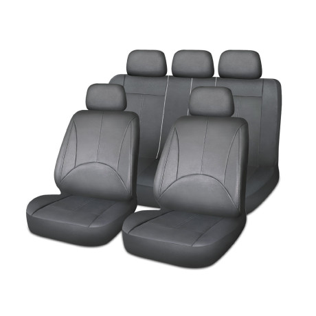 ЕРМАК Авточехлы универсальные комфорт плюс 9 пр., экокожа, 3 замка, Airbag, черный
