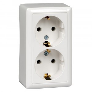 Systeme Electric Хит роз. ОУ 2 мест. бел. (пл.осн., земля) РА16-238-б (84!)