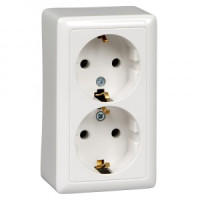 Systeme Electric Хит роз. ОУ 2 мест. бел. (пл.осн., земля) РА16-238-б (84!)