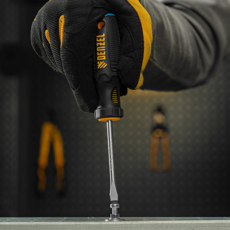 Отвертка SL5x75 мм, CrV, трехкомпонентная рукоятка Denzel