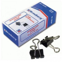 Набор зажимов для бумаг  BRAUBERG 19мм, на 60л., черные, 12шт., в карт.коробке, 220559