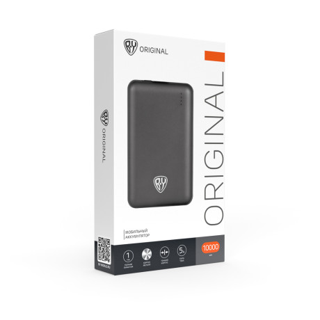 BY Аккумулятор мобильный, 10000мАч, USB/Type-C, Быстрая зарядка QC4.0+PD, 5А, корпус метал, серый