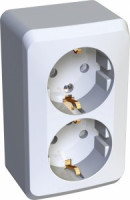 Systeme Electric Этюд роз. ОУ 2 мест. бел. (пл.осн., земля, штор.) PA16-008B (16!)