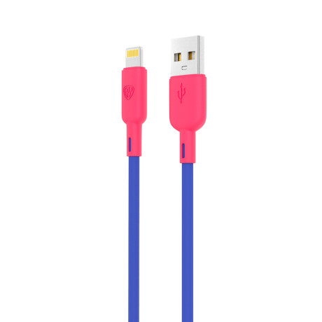 BY Кабель для зарядки Bright iP, 1м, Быстрая зарядка 2.4А, 12W, силикон, сине-малиновый