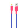 BY Кабель для зарядки Bright iP, 1м, Быстрая зарядка 2.4А, 12W, силикон, сине-малиновый