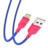 BY Кабель для зарядки Bright iP, 1м, Быстрая зарядка 2.4А, 12W, силикон, сине-малиновый